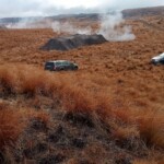 Some of the guns firing